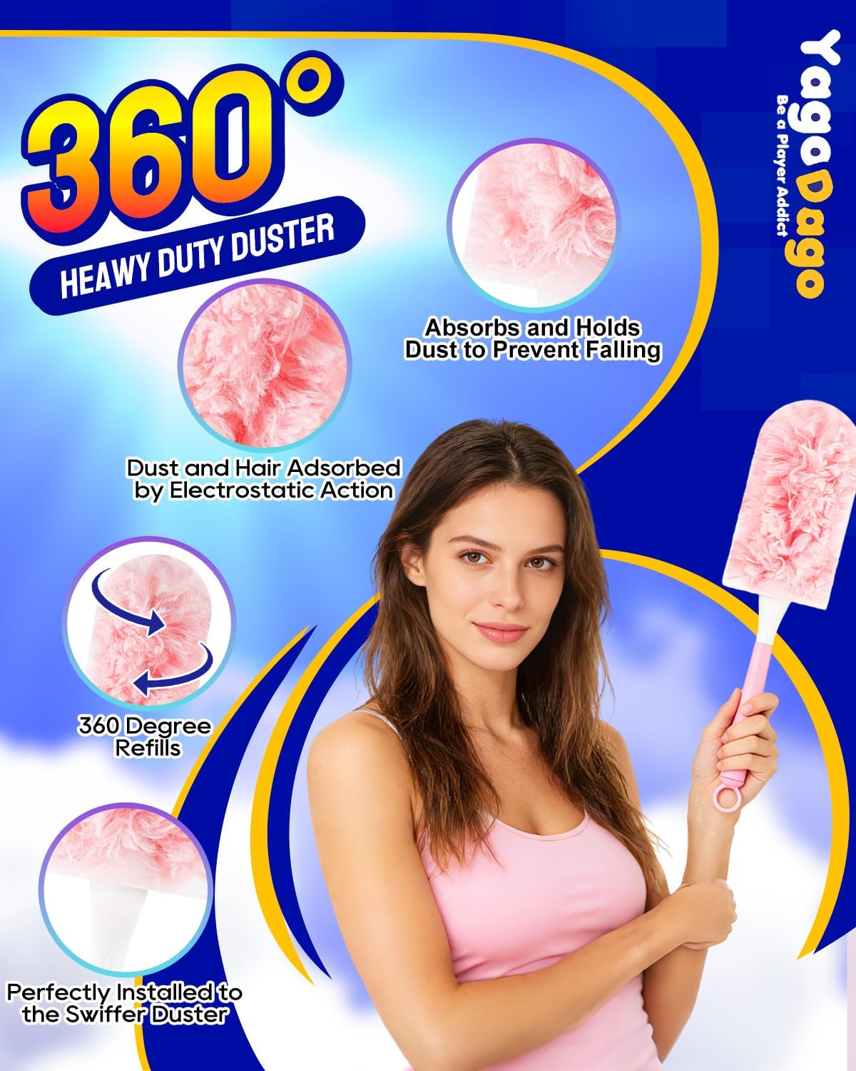 20 Count Duster Refill Compatible with Swiffer Hand Duster, Lavender Flavor Disposable Heavy Duty Duster Refills, Dusters Refills for Cleaning, Blinds & Ceiling Fan (Handle is Not Included)