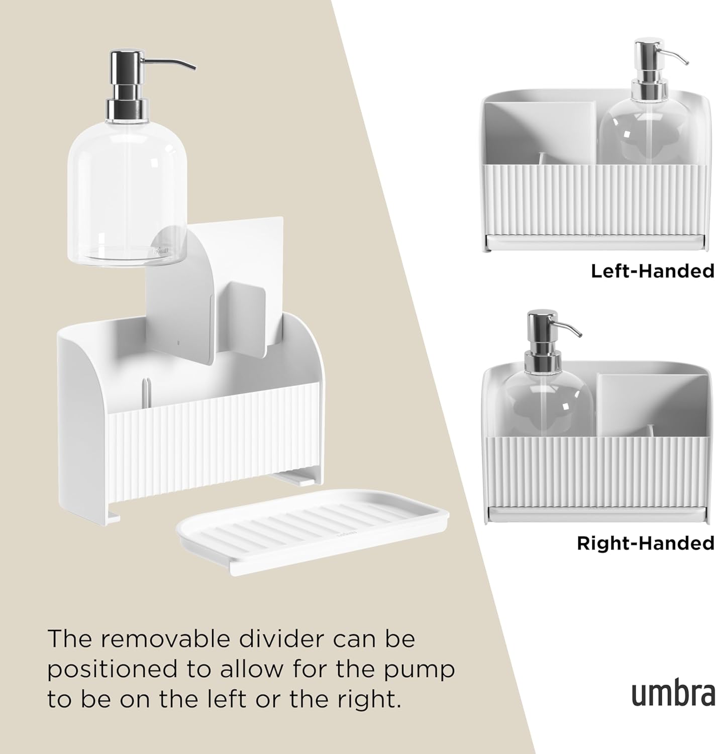 Umbra Sling Sponge Holder Sink Caddy with Dish Soap Dispenser Pump for Kitchen