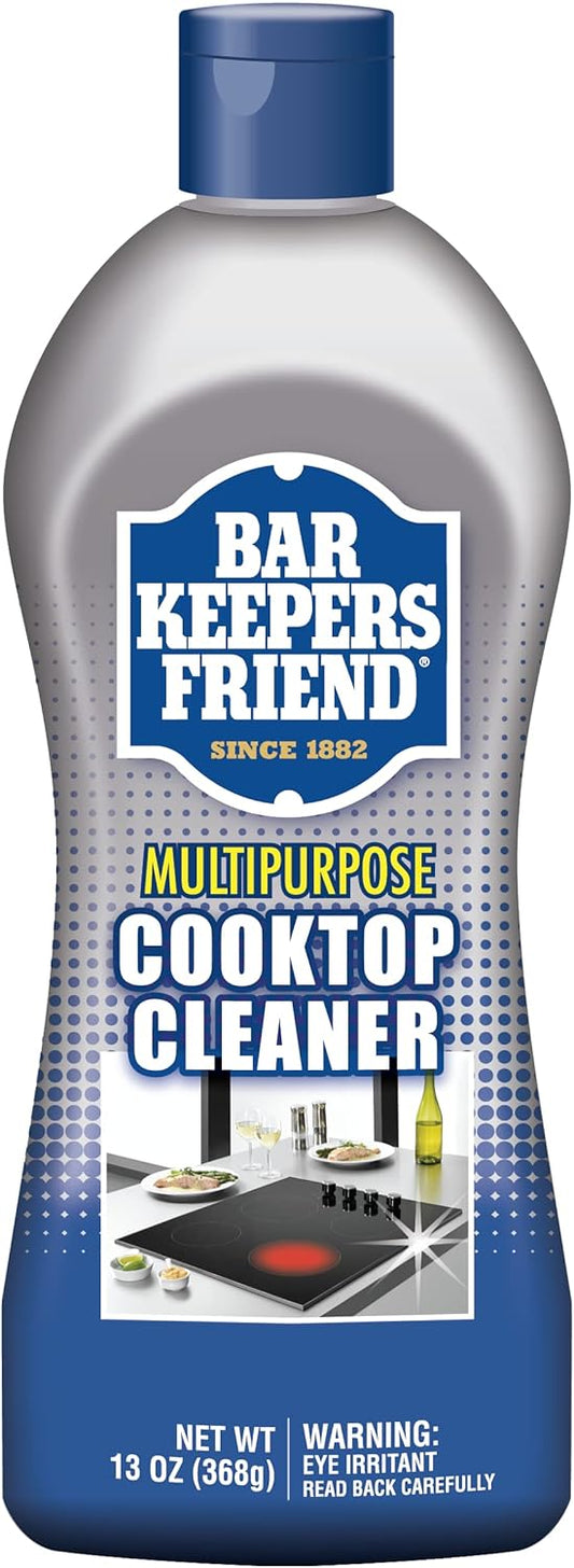 Bar Keepers Friend Cooktop Cleaner (2 x13 oz) Multipurpose Liquid Stovetop Cleanser - Safe for Use on Glass or Ceramic Cooking Surfaces, Copper, Brass, Chrome, and Stainless Steel & Porcelain Sinks