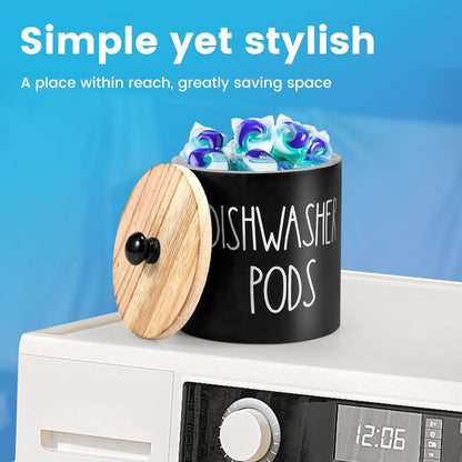 Dishwasher Pod Container Small Dishwasher Pod Holder With Lid Weekly Supply To Keep Fresh Round Storage Wide Opening Laundry Detergent Laundry Pod Holder Laundry Pods Container For Home Kitchens