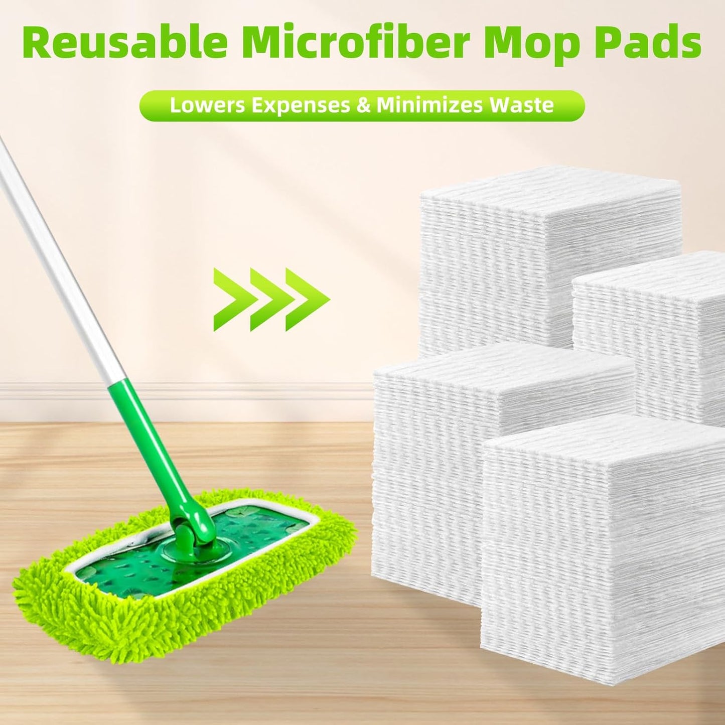 Reusable Mop Pads Compatible with Swiffer Sweeper Mop, Microfiber Dry Sweeping Cloths & Machine Washable Wet Pads Refill for Use on All Sealed Floors - Stone, Hardwood, Laminate & Tile (6 Blue)