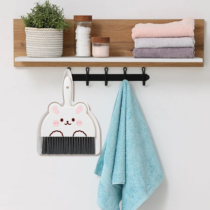 Ouligay Portable Hand Broom and Dustpan Set,Cute Mini Broom and Dustpan Set with Durable Brush,Lightweight Small Dust Pan and Broom Set for Desktop Cleaning Small Space Cleaning(Brown Bear)