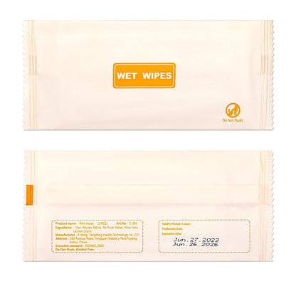 200 pcs Wet Wipes Individually Wrapped, Lemon Travel Wipes, Clean Wipe Individual Wipes Bulk for Travel with Aloe for Butt, Hands, Face Cleaning, Daily Use