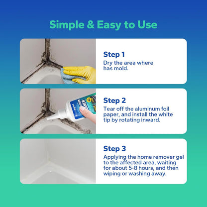 Mold Stain Remover Gel (5 Fl Oz), Multifunctional Mold Stain Remover, Heavy Duty Stain Gel Cleaner for Front Loader Washing Machine Seal, Bathroom Grout, Shower, Caulk