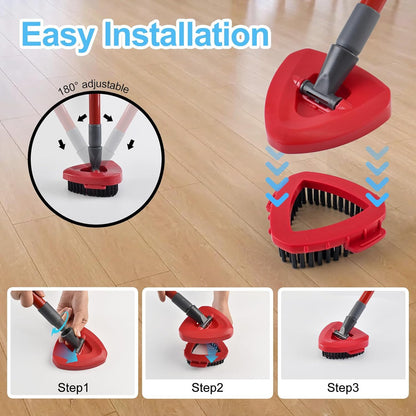 Spin Mop Handle, Mop Replacement Head,Brush,Base Compatible with OCedar EasyWring 1 Tank,2 Microfiber Mop Refills,1 Mop Base,1 Brush and 30-58" Mop Handle Combo Set for OCeda,Use for Floor Cleaning
