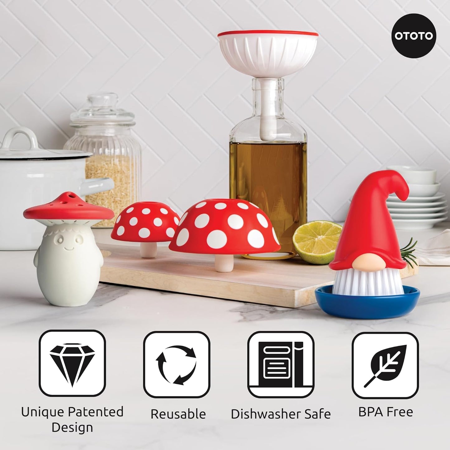 New! Beardy Gnome Dish Brush by Ototo - Dish Scrub Brush, Gnomes, Quirky Gifts, Dish Brush, Cute Kitchen Accessories, Funny Kitchen Gadgets, Vegetable Brush, Cute and Useful Gifts for Women