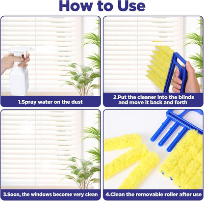 4 Pcs Blind Cleaner Tool 7 Finger Microfiber Window Blind Duster for Cleaning Washable Mini Blinds Cleaner Duster Tool for Cleaning Blinds, Ventilation Vents, Fans and Air Conditioner