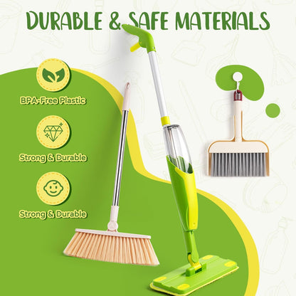 Toddler Spray Mop-Montessori Toys Mini Size Cleaning Mini Mop that Really Spray -Kid Pretend Play Toys Gift for Toddlers Girls Boys