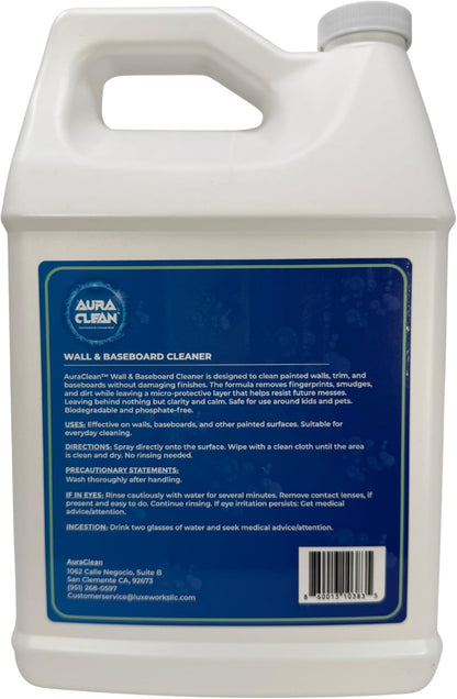 Gentle Wall & Baseboard Cleaner - Safe for Painted Walls & Trim | Non-Toxic, No-Rinse Spray | Anti-Resoil, Streak-Free Finish for Everyday Cleaning | 32 oz (1 Quart) | Made in USA