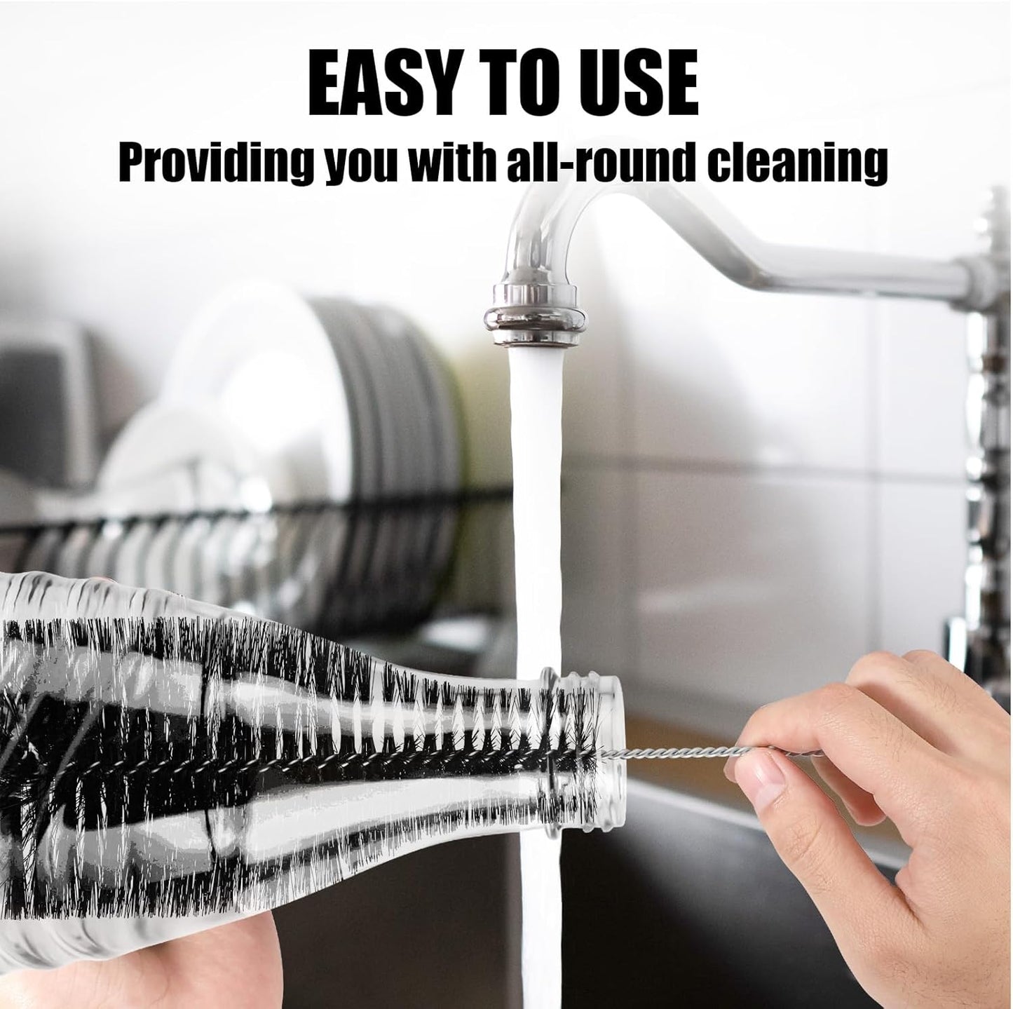 Bottle Brush for Sodastream Bottle, Soda Bottle Cleaning Brush with Gentle & Anti-Scratch Bristles Bottle Cleaner Bottle Washing Brush for Soda Bottles