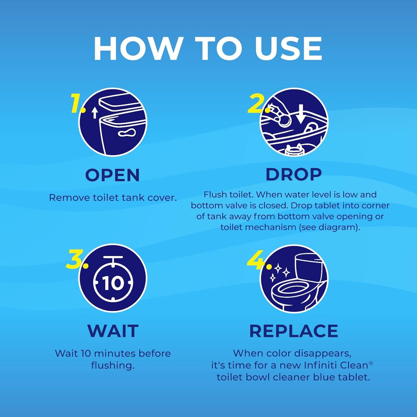 Toilet Bowl Cleaner Tablets - Blue Automatic Toilet Bowl Cleaners with Bleach, Deep Cleaning & Odor Eliminator – Septic Safe, Stain Remover for Long-Lasting Freshness and Shine (8)