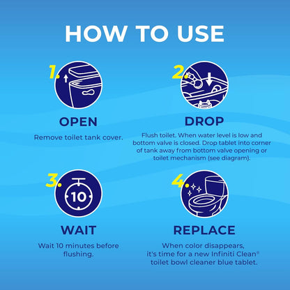 Toilet Bowl Cleaner Tablets - Blue Automatic Toilet Bowl Cleaners with Bleach, Deep Cleaning & Odor Eliminator – Septic Safe, Stain Remover for Long-Lasting Freshness and Shine (8)