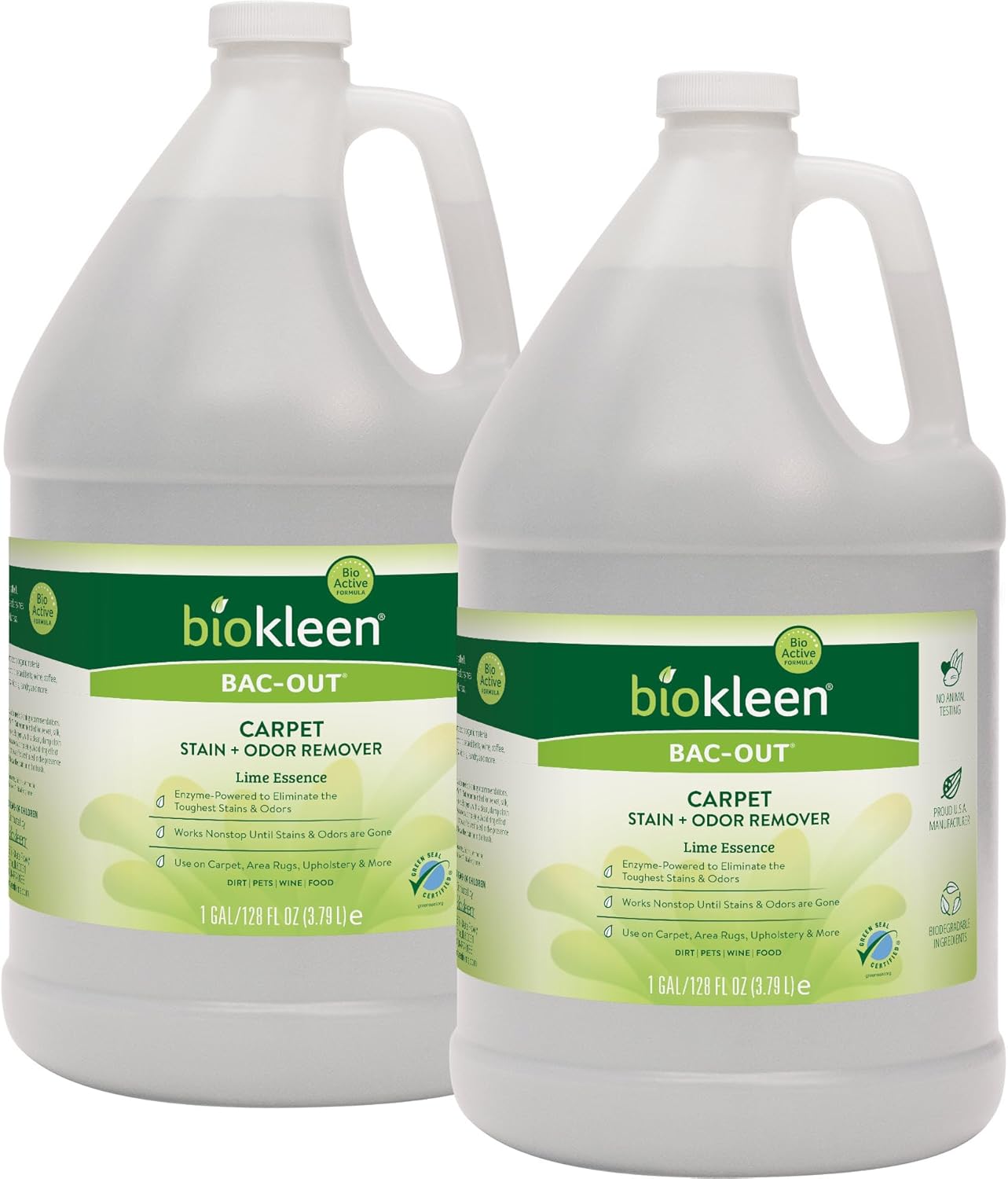 Biokleen Bac-Out Enzyme Cleaner Spray and Stain & Odor Remover for Pet Stains, Laundry, Diapers, Wine, Carpets, & More, Eco-Friendly, Non-Toxic, Lime Scent, 32 Ounces