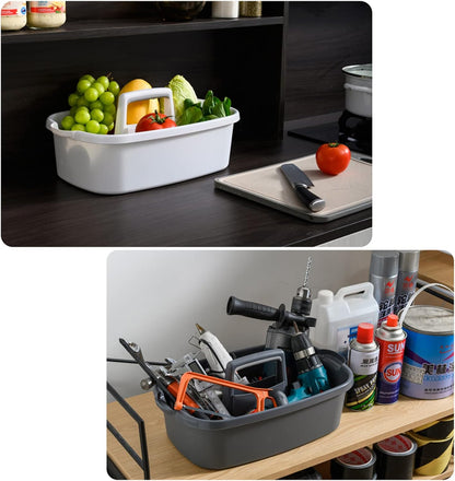 Large Cleaning Supplies Caddy Portable Shower Basket Supply Organizer with Handle Plastic Bucket Tool Storage for Bathroom, Bedroom, Kitchen, College Dorm, Garden, Dark Gray 2 Pack