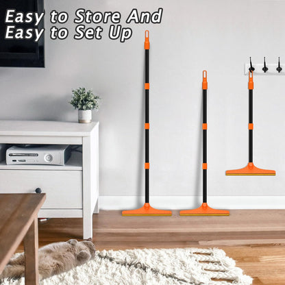 Carpet Rake for Pet Hair Removal - Reusable Pet Hair Remover, 60” Adjustable Long Handle Cat Dog Carpet Rake Scraper with Patented Design, Dog Hair Rake Brush for Rugs, Mats