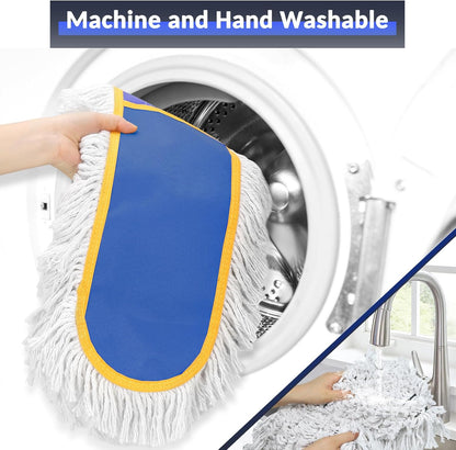 48" Commercial Industrial Dust Mop for Floor Cleaning, Large Floor Dust Broom with Washable Mops Pads, Wet Dry Duster Mops for Hardwood Floors,Marble, Laminate, Tile, Concrete, Garage,Blue