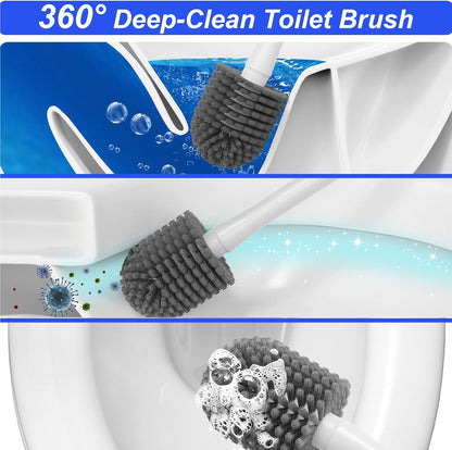 3 in 1 Toilet Brush and Plunger Set，Extended Handle Plunger,Heavy Duty Toilet Bowl Brush and Holder Hidden Toilet Plunger and Brush Set,Bathroom Cleaning Supplies (Pure White)