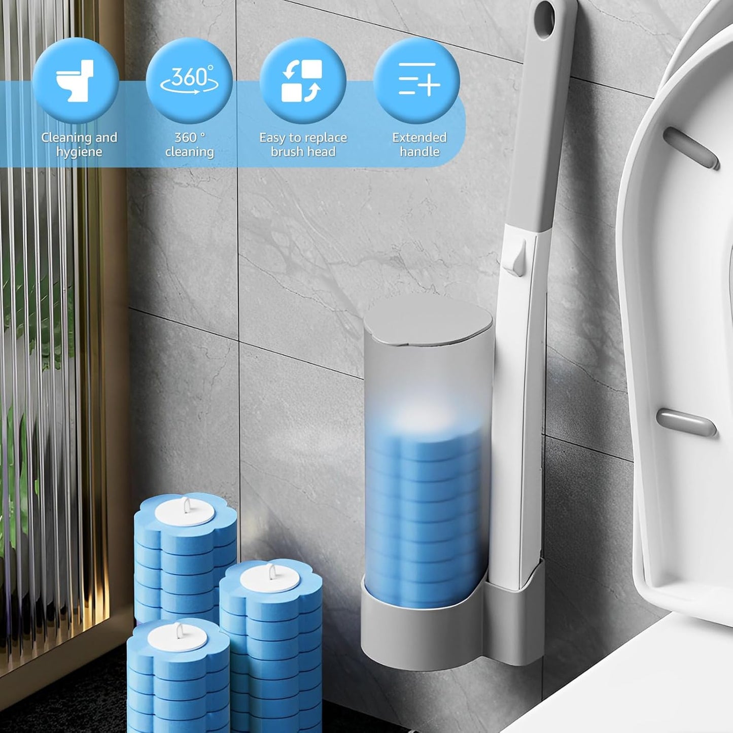 24pcs Toilet Brush Refills Replacement Sponge Heads for Toilet Bowl Cleaner Wand Hygienic Scrubbing Pads Deep Cleaning No Handle
