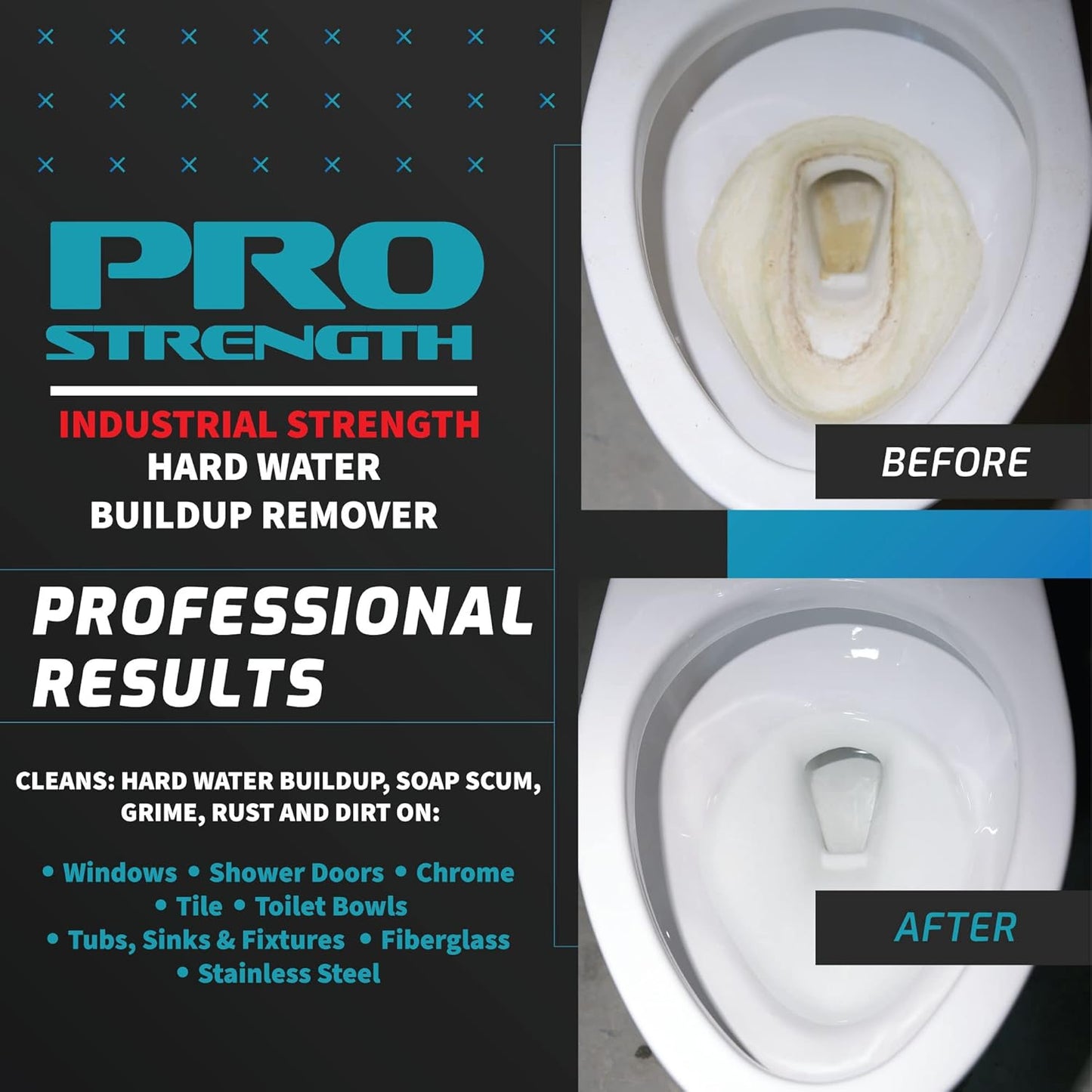 Pro-Strength Hard Water Stain Remover, Industrial Strength Hard Water, Mineral, Rust & Soap Scum Remover, 35 oz Bottle