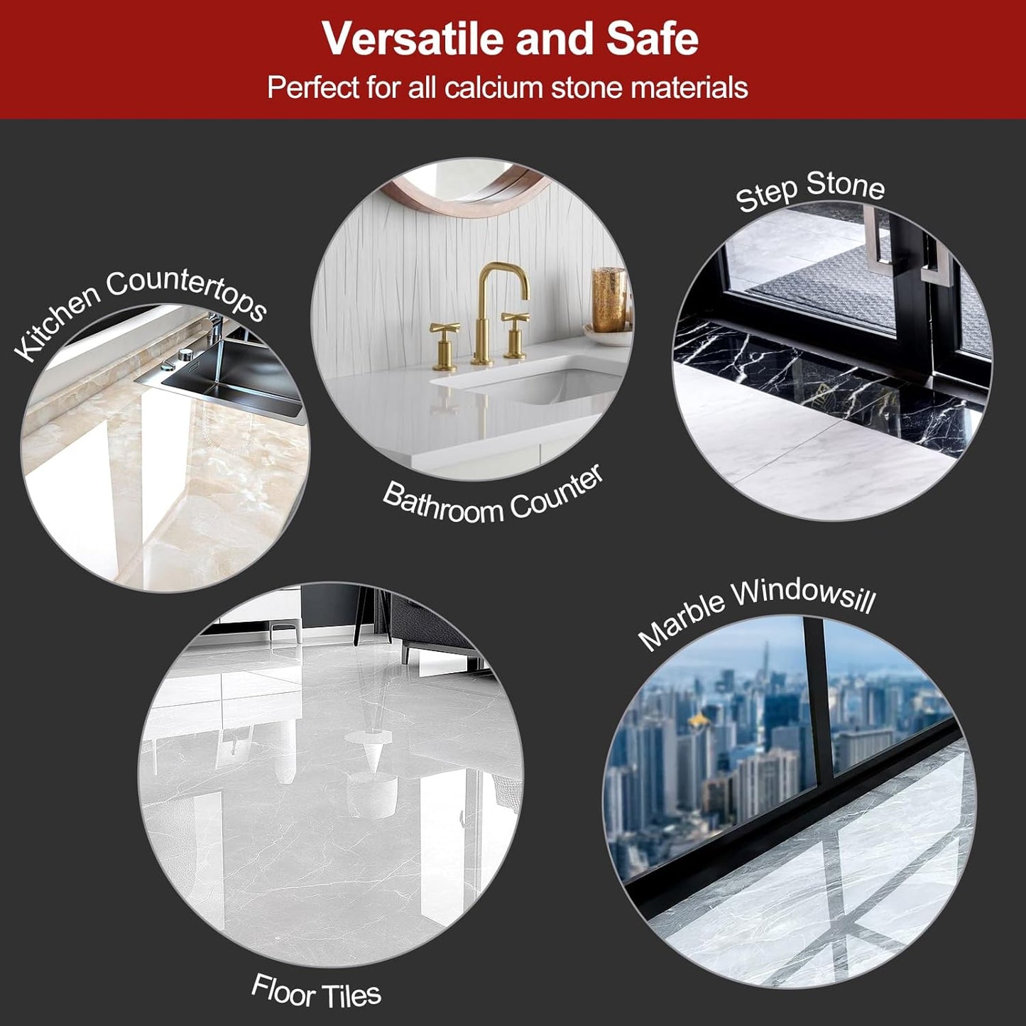 Marble Polishing Powder, Professional Touch-Up Etch Remover, Restore Shine Remove Water Stains Scratches Rings Etches for Marble Stone Granite Quartz Tile Floor Countertop Surfaces Polishing Care