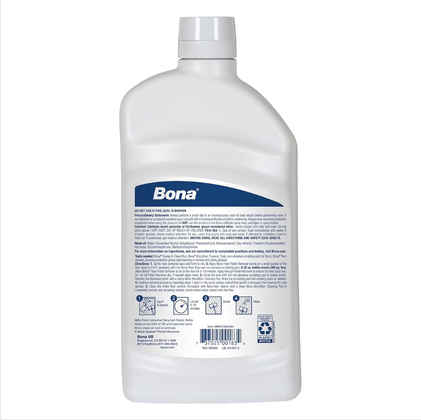 Bona Floor Polish Remover - Covers 200sqft - 32 Fl Oz