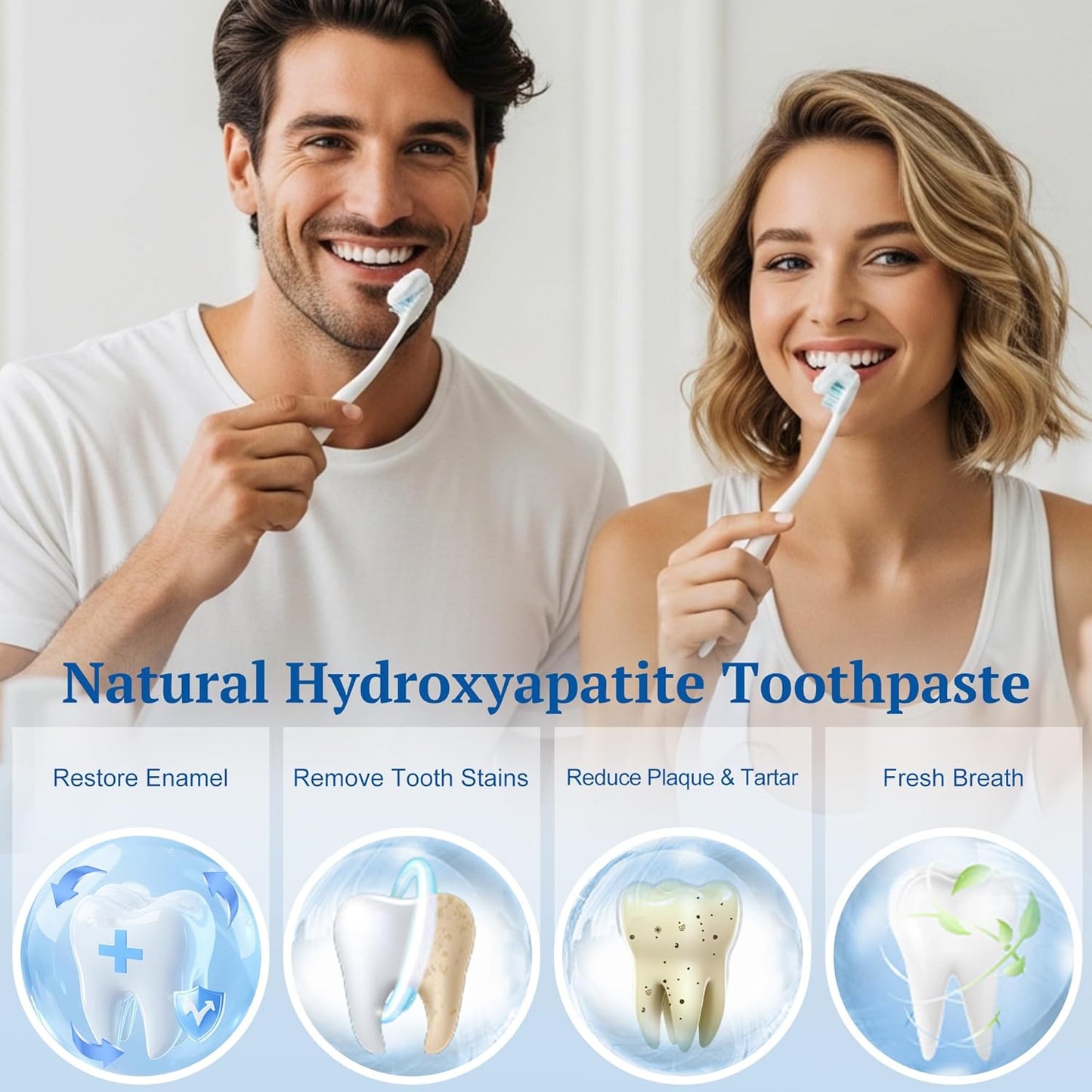 7.5% Nano Hydroxyapatite Toothpaste, SP-6 Probiotic Toothpaste, Helps Remineralize, Strengthens Enamel, Dentist-Formulated Whitening Toothpaste for Sensitive Teeth, Fluoride-Free, 4.23 oz 2Pack