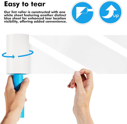 Large Lint Rollers for Carpet, 9.45'' Sticky Rollers for Floor with 360 Sheets, Extendable Long Handle Sticky Mop for Cleaning Couch, Curtains, Cars, Clothing, and Pet Hair