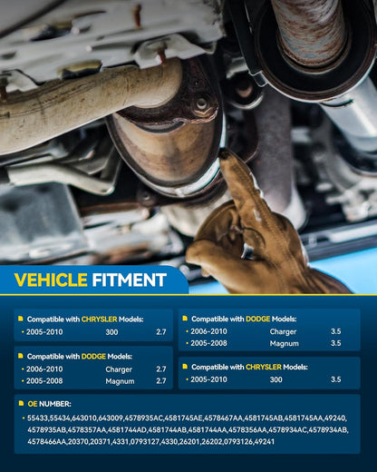 PHILTOP Left and Right Catalytic Converter Replacement For 2005-2010 300 2.7/3.5L V6 RWD, 2006-2010 Charger 2.7/3.5L V6 RWD, 2005-2008 Magnum 2.7/3.5L V6 RWD Replace 55434, 55433 (EPA Compliant) - Colors C