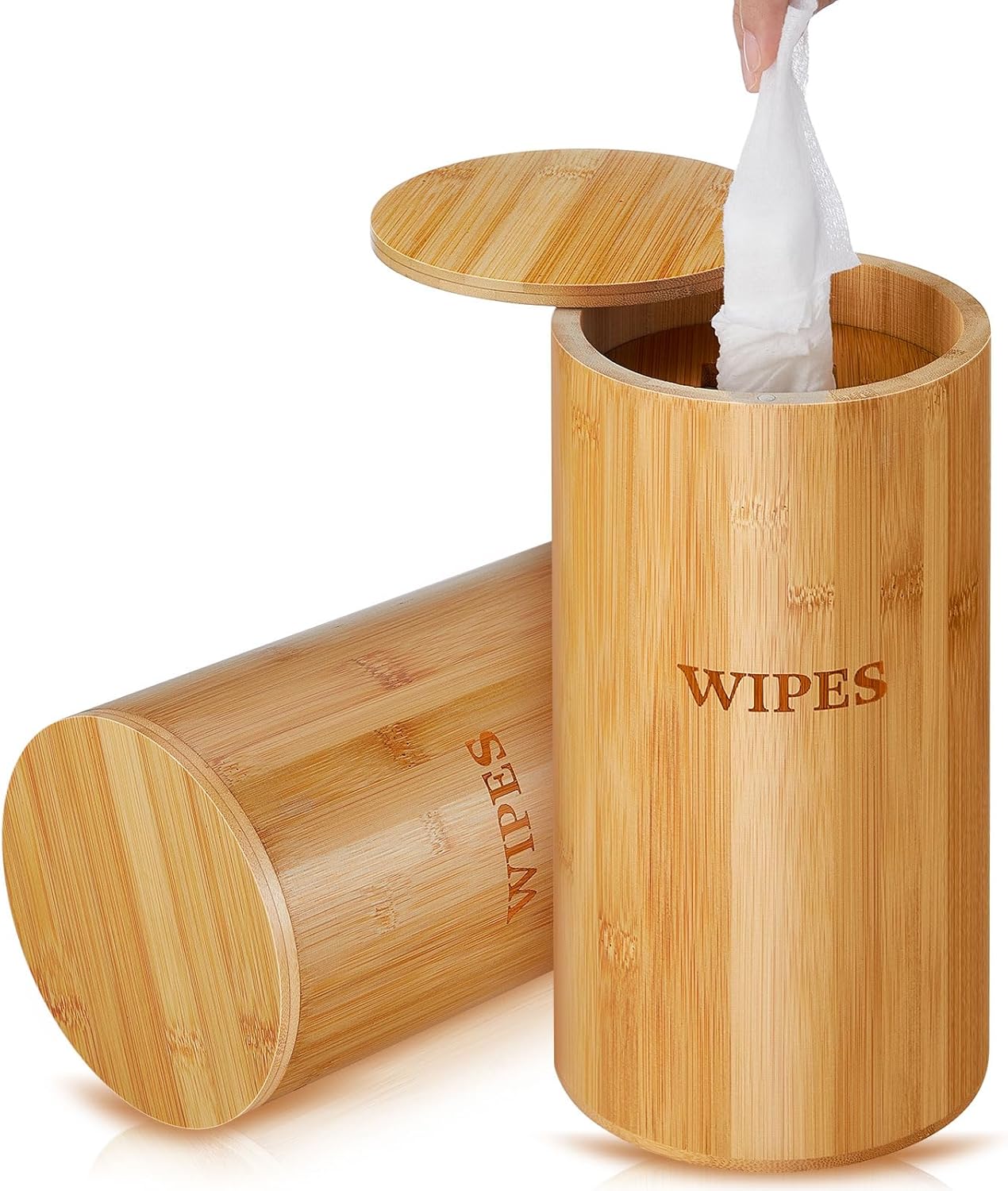 Willinglong Refillable Wet Wipes Dispenser Disinfecting Wipe Container with Magnetic Lid Stylish Decorative Bamboo Holder for Bathroom Kitchen Countertop Home Office Storage Cleaning(Black)