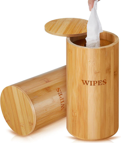 Willinglong Refillable Wet Wipes Dispenser Disinfecting Wipe Container with Magnetic Lid Stylish Decorative Bamboo Holder for Bathroom Kitchen Countertop Home Office Storage Cleaning(Black)
