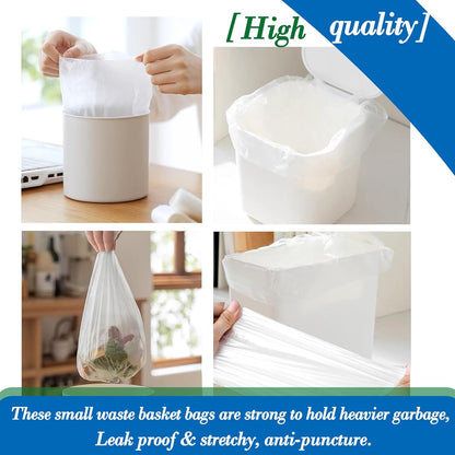 Hommaly 2 Gallon (1.8-2 Gal)120 pcs Small Clear Trash Bags, Strong 1.8 Gallon Garbage Bags, Bathroom Trash Can Bin Liners Unscented, Mini Plastic Bags for Office, Waste Basket Liner,Fit 6,7,8 Liters