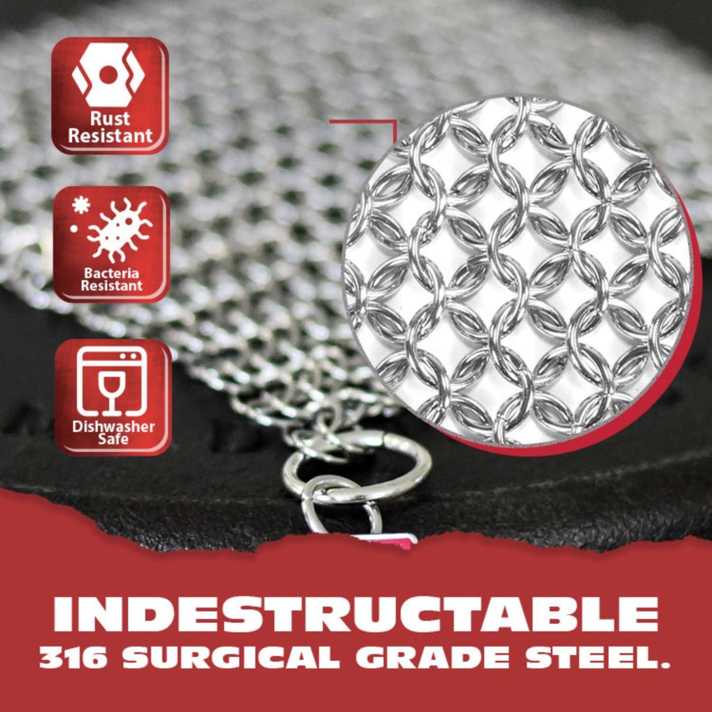 CM SCRUBBER Knapp Made Original 4" Chainmail Scrubber - Cleaner For Cast Iron, Stainless Steel, Hard Anodized Cookware and Other Pots & Pans