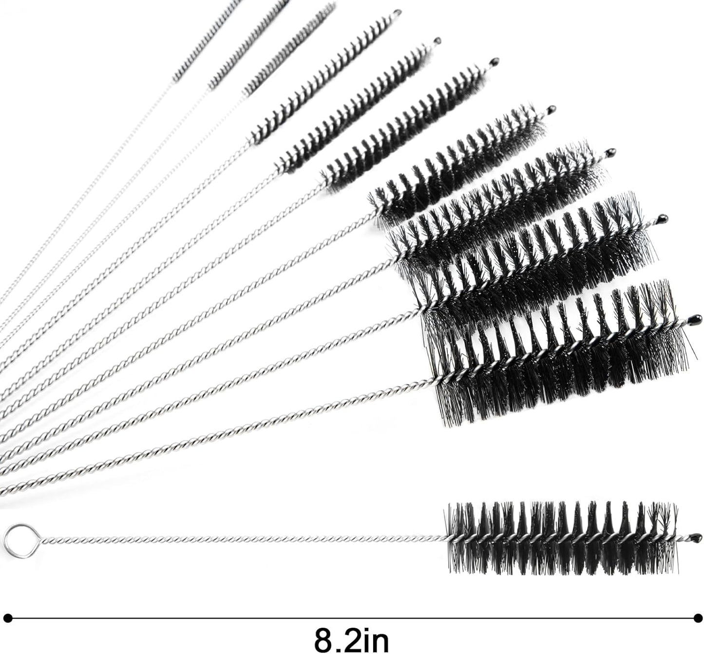 LOVEINUSA Straw Cleaner Brush, 10 Pieces 8.2 Inch Bottle Brush, Nylon Tube Brushes Kit for Reusable Drinking Straws, Sippy Cup, Tumbler, Water Bottle