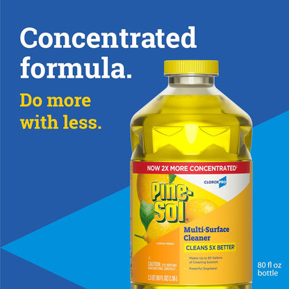 Pine-Sol Multi-Surface Cleaner, CloroxPro, 2x Concentrated Formula, Lemon Fresh, 80 Fl Oz