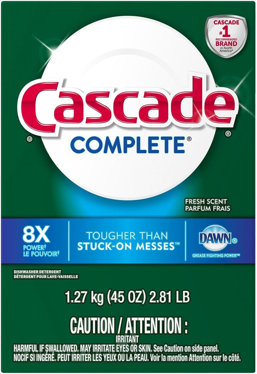 Cascade Complete Powder Dishwasher Detergent, Fresh Scent, 75 oz, White