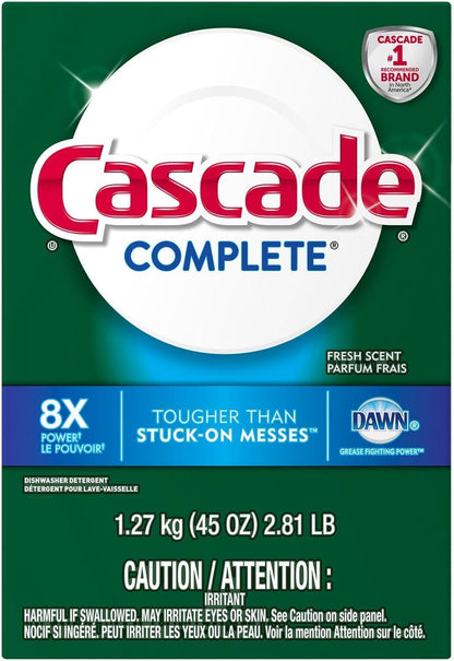 Cascade Complete Powder Dishwasher Detergent, Fresh Scent, 75 oz, White