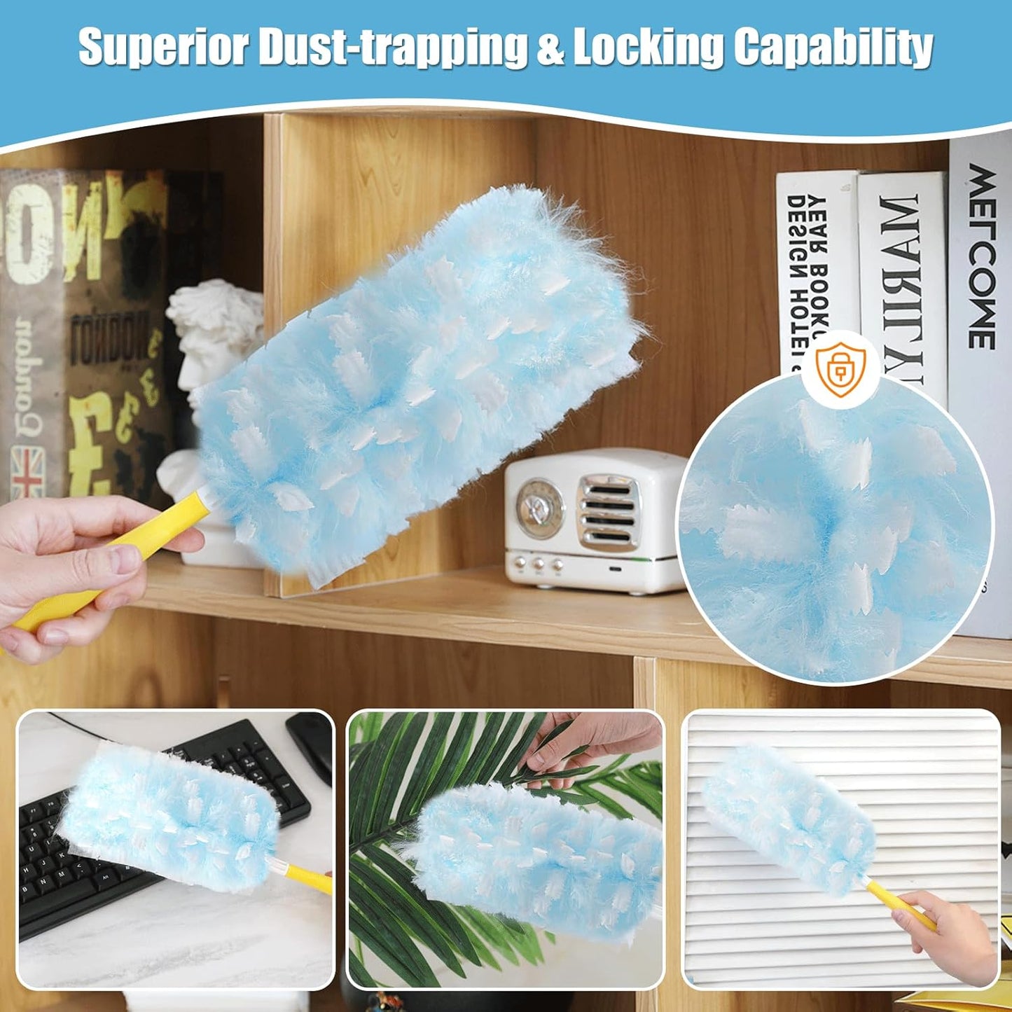 50 Count 360° Heavy Duty Duster Refills Compatible with Swiffer, Larger Size-Extra Thick Electrostatic Disposable dusters Refill for Electronics, Furniture, Blinds, Ceiling Fans, Unscented