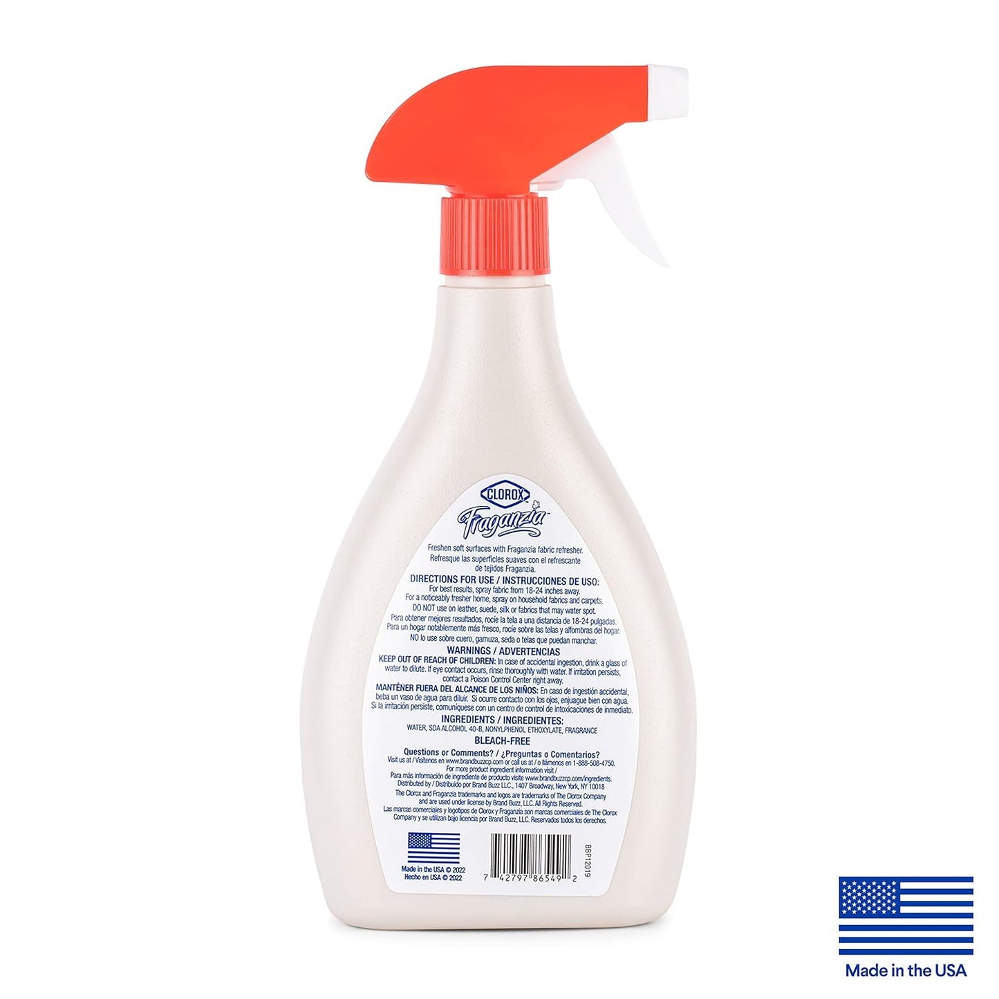 Clorox Fraganzia Refresher Spray, Lavender with Eucalyptus Scent - Multi-Use Fabric and Linen Freshener, Odor Eliminator for Home, Couches, and Soft Upholstery, 22 Fl Oz
