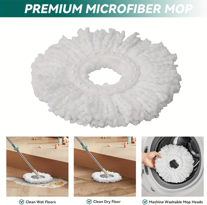 360° Spin Mop and Bucket System with Wringer - Includes 3 Microfiber Mop Refills & 50" Extended Handle for Floor Cleaning, Easy Squeeze, Efficient Home Cleaning Tool (Green)