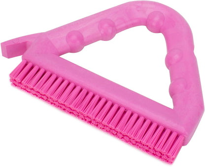 SPARTA Plastic Commercial Grout Brush, Triangle-Shaped Scrub Brush with Scraper and Two Threaded Holes for Attaching Handle (Sold Separately), 9 x 7 x 7 Inches, Gray
