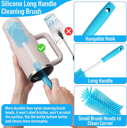 XANGNIER 5 in 1 Bottle Cleaning Brush Set,Multifunctional Water Bottle Brush and Straw Cleaner Brush,Cleaning Tool Kit for Owala/Stanley/Yeti/Simple Modern Tumbler Cup Accessories,Kitchen Gadgets