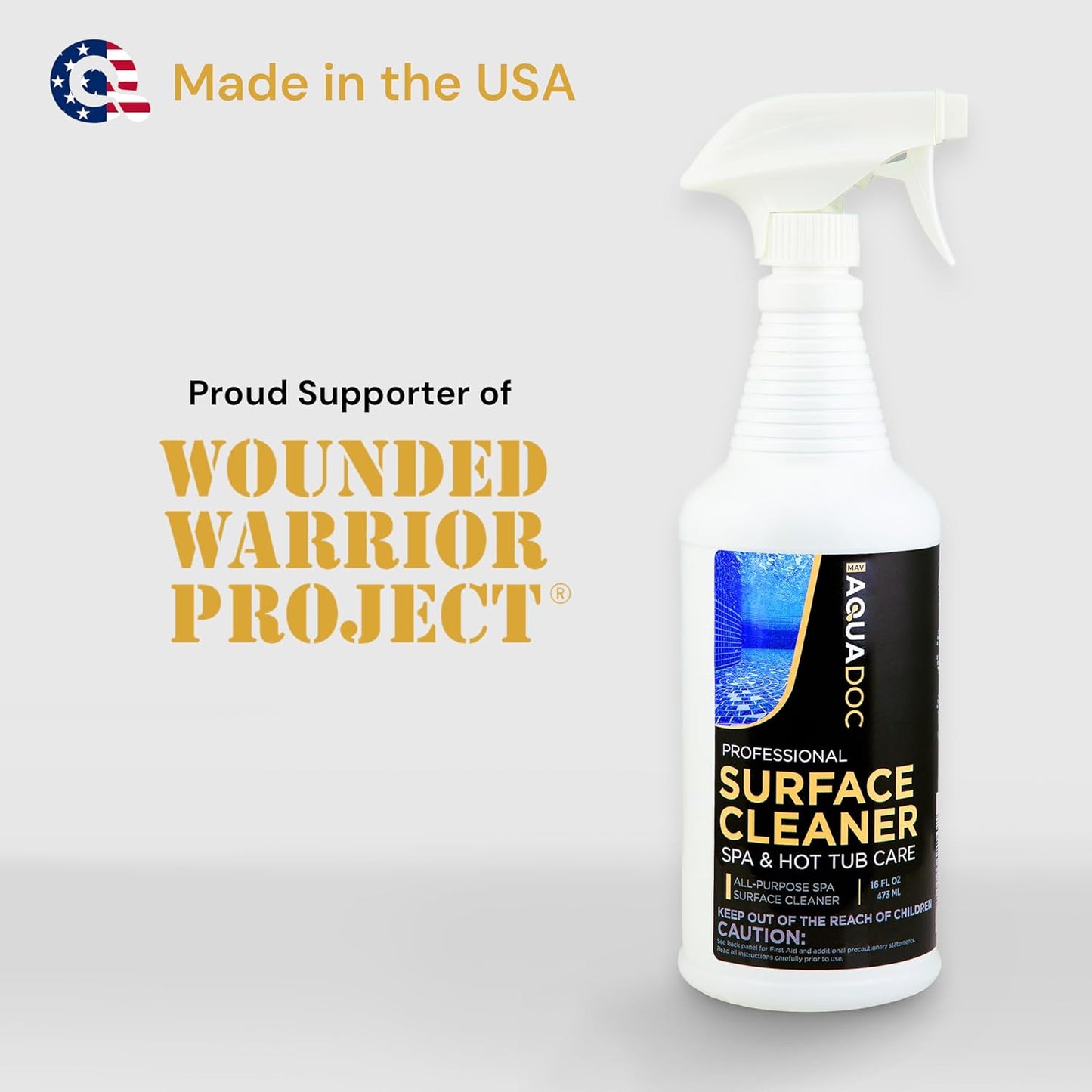 Hot Tub Cleaner Spray 16oz - Spa Surface Cleaner for Hot Tub Chemical Made in the USA - AquaDoc