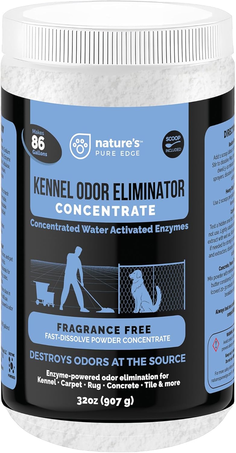 Nature's Pure Edge Enzyme Powder Concentrate Makes 86 Gallons - Professional Use for Kennel and Pet Odor Elimination - Removes Urine Poop from Carpets Floors - Sunny Citrus
