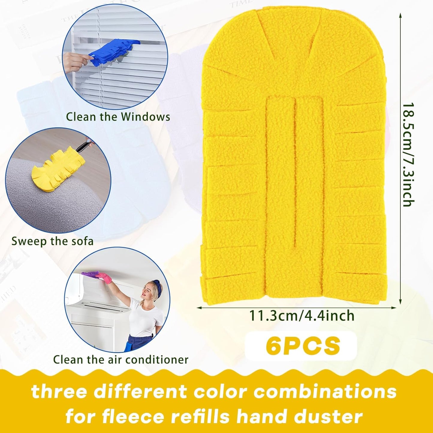 Zubebe 12 Pcs Duster Refill Reusable Fleece Duster Refills Feather Flat Dusters Multi Surface Washable Cleaning Pads Tools for Home, Blinds, Car, Pet, Furniture, Fans (Dark Color)