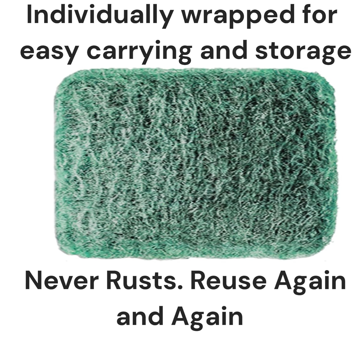 16-Pack Individually Wrapped Green Stainless Steel Soap Pads | Reusable Steel Wool Soap Pads | Leak-Proof Scouring Pads Metal Scrubber
