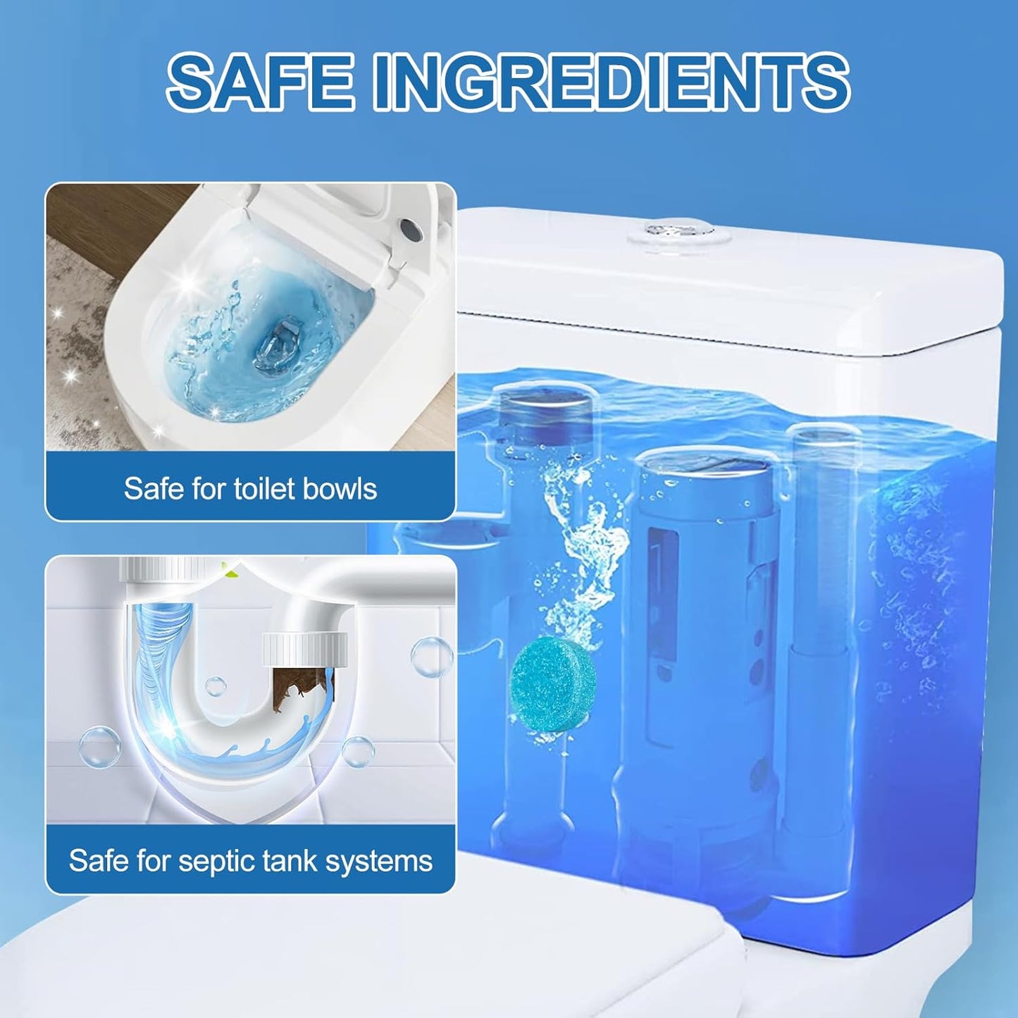 Toilet Bowl Cleaner Tablets Blue Toilet Tank Cleaners,blue toilet bowl tabletsHard Water Stain Remove, Effervescent Stain & toilet deodorizer， Automatic Toilet Cleaning & Deodorizer 50 Tabs YYDS