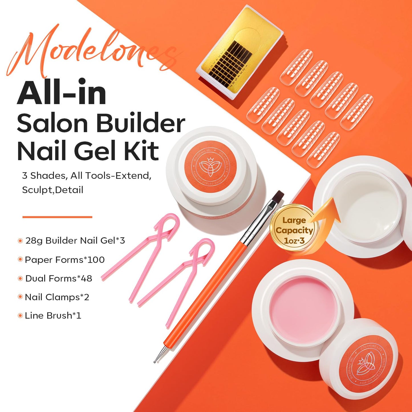 Modelones Nail Art Brushes Set, Nail Brush kit Gel Polish, Extension Gel, Liner, Clean up, Carving, Apex Building, Dotting Pens Professional Tools for Drawing Painting 3D Design Salon & DIY Use