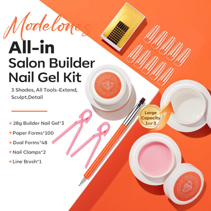 Modelones Nail Art Brushes Set, Nail Brush kit Gel Polish, Extension Gel, Liner, Clean up, Carving, Apex Building, Dotting Pens Professional Tools for Drawing Painting 3D Design Salon & DIY Use