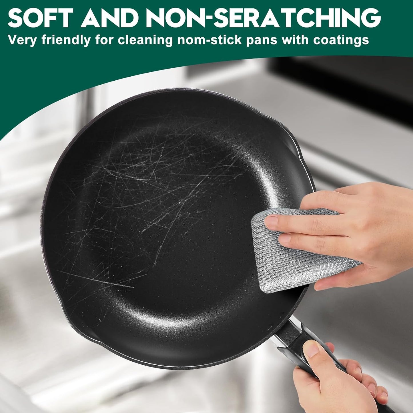 Steel Wool Scrubber, Wire Dishwashing Rags, 10 Pcs Multipurpose Wire Dishcloth, Wet & Dry for Cookware, Sinks, Dishes, Stoves & Fireplaces 5.9“ x 3.9”