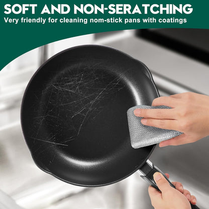 Steel Wool Scrubber, Wire Dishwashing Rags, 10 Pcs Multipurpose Wire Dishcloth, Wet & Dry for Cookware, Sinks, Dishes, Stoves & Fireplaces 5.9“ x 3.9”